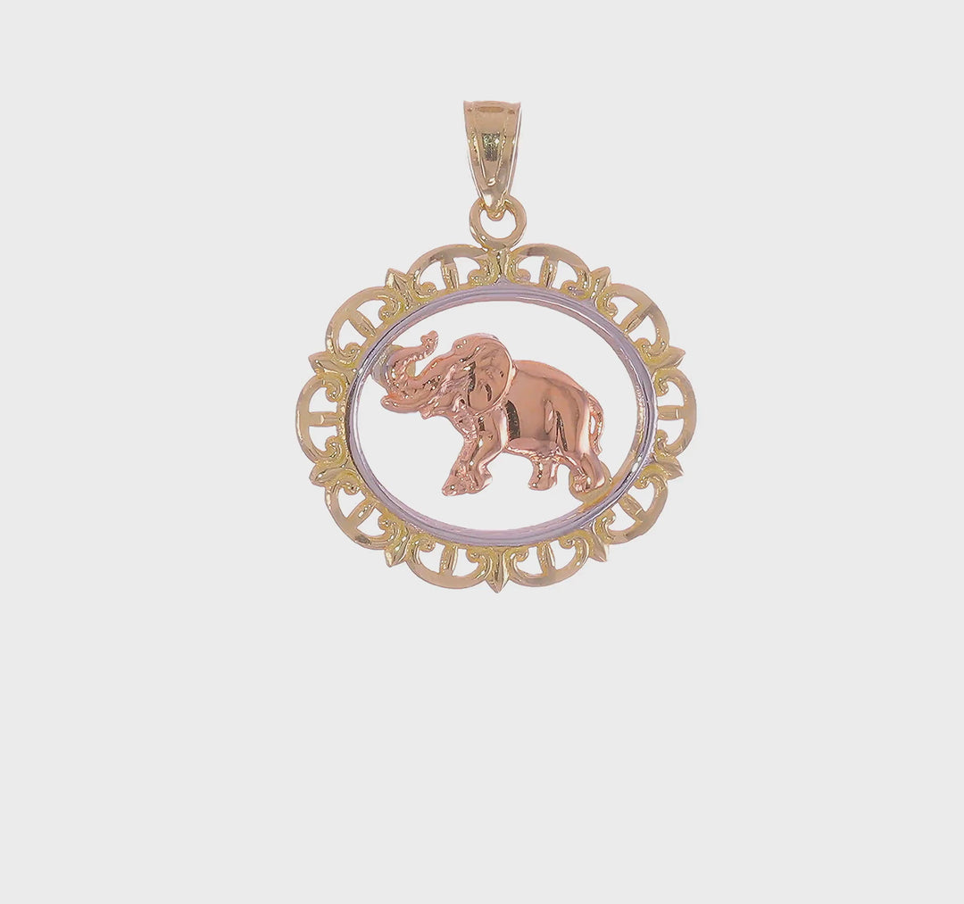 Two-Tone Elephant Pendant with 10K White Rhodium