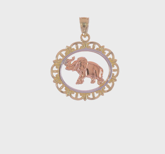 Two-Tone Elephant Pendant with 10K White Rhodium