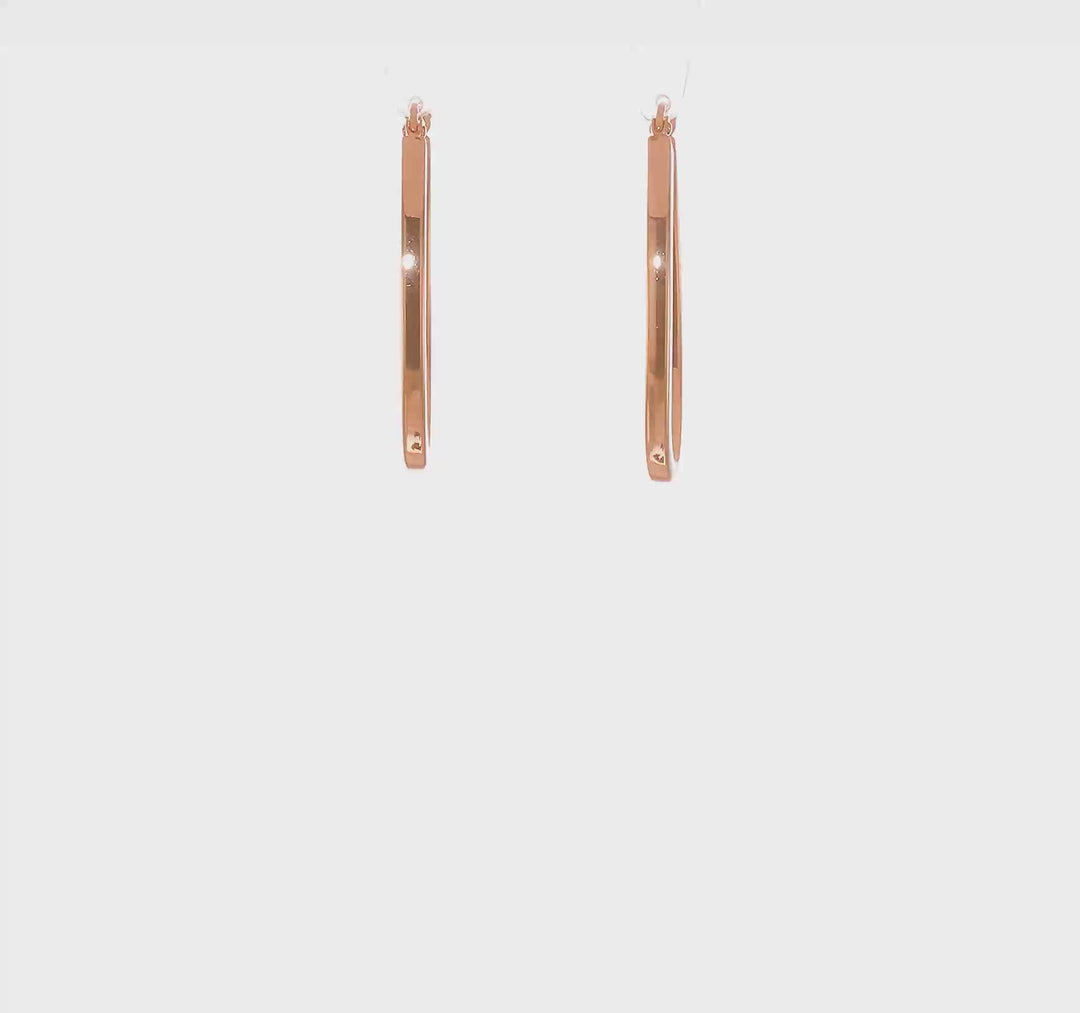 Polished 14k Rose Gold Oval Tube Hoops