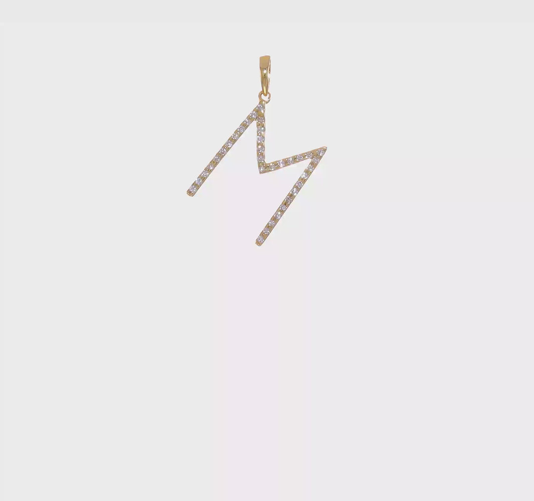 Colgante con Letra “M” en Oro Amarillo de 14K con Diamantes