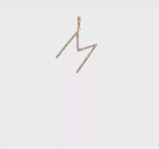 Colgante con Letra “M” en Oro Amarillo de 14K con Diamantes