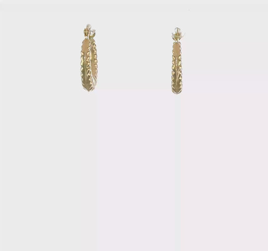 Aretes de Aro Huecos con Borde Festoneado en Oro Amarillo de 10K