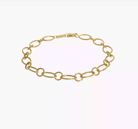 Pulsera de Diseño con Óvalos y Círculos en Oro de 14k