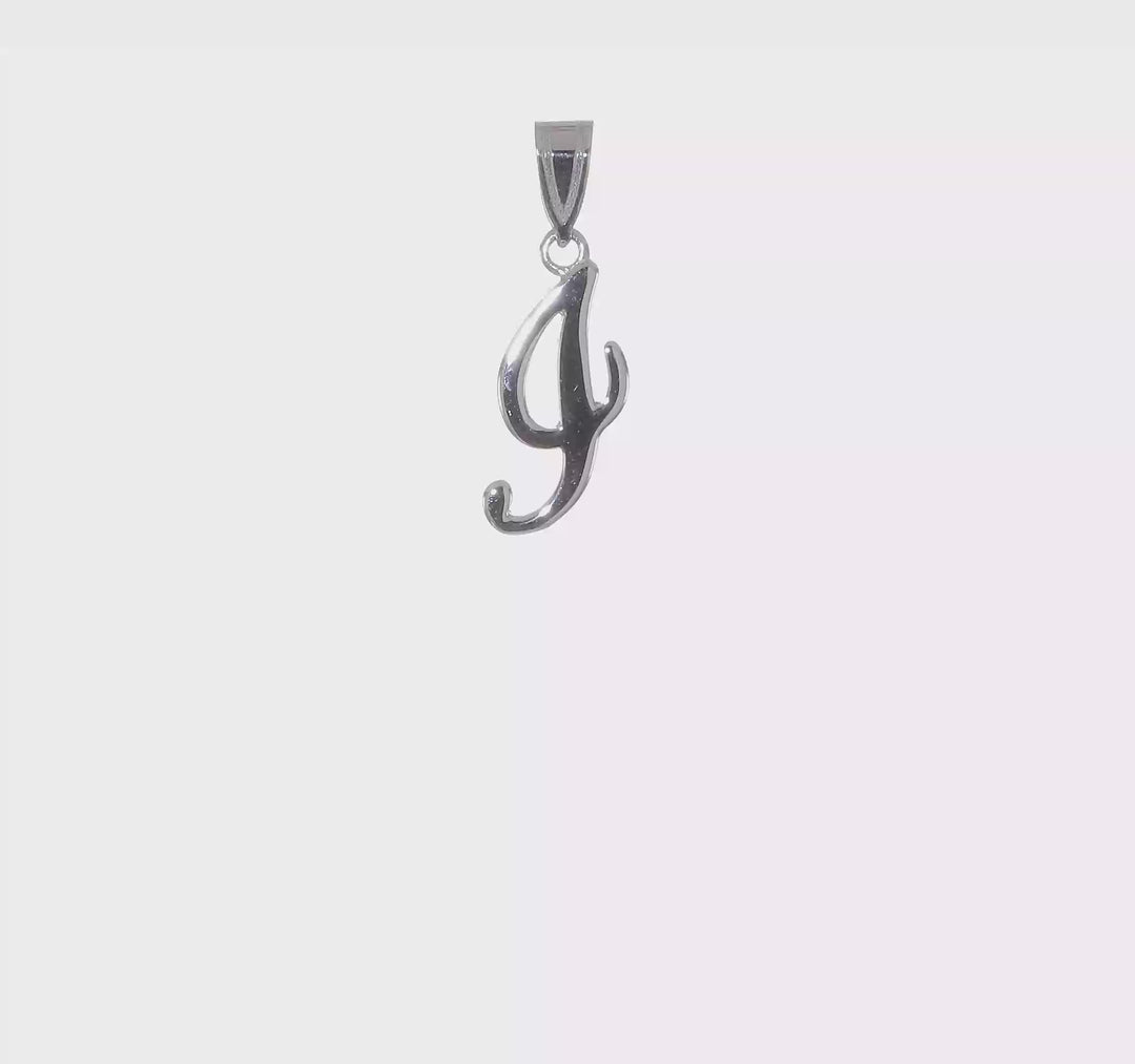 14K White Gold "I" Letter Pendant with Script Design
