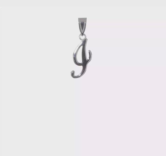 14K White Gold "I" Letter Pendant with Script Design
