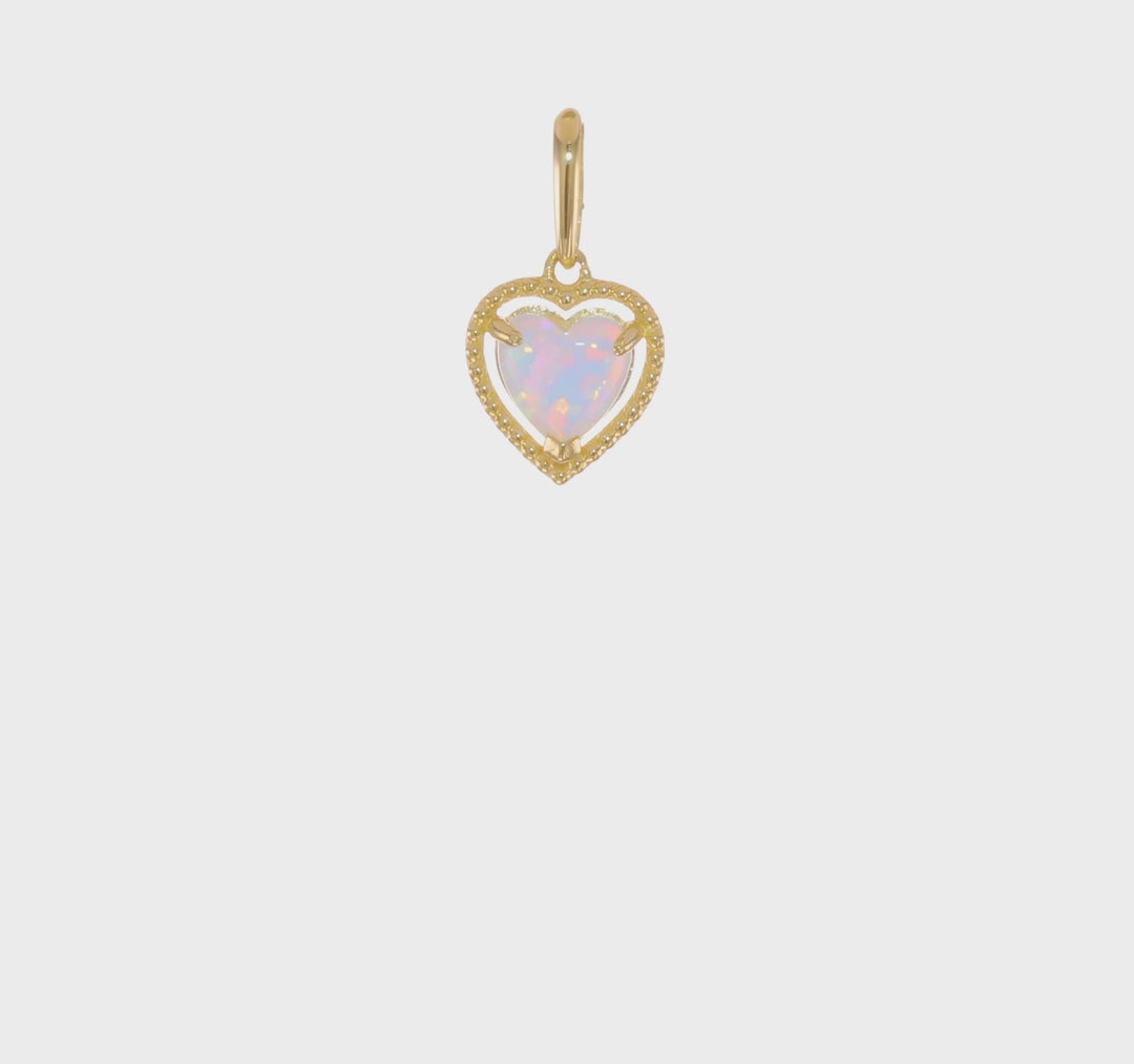 Synthetic Opal Heart Pendant in 14k Yellow Gold