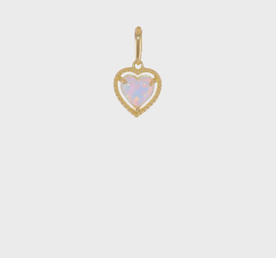 Synthetic Opal Heart Pendant in 14k Yellow Gold