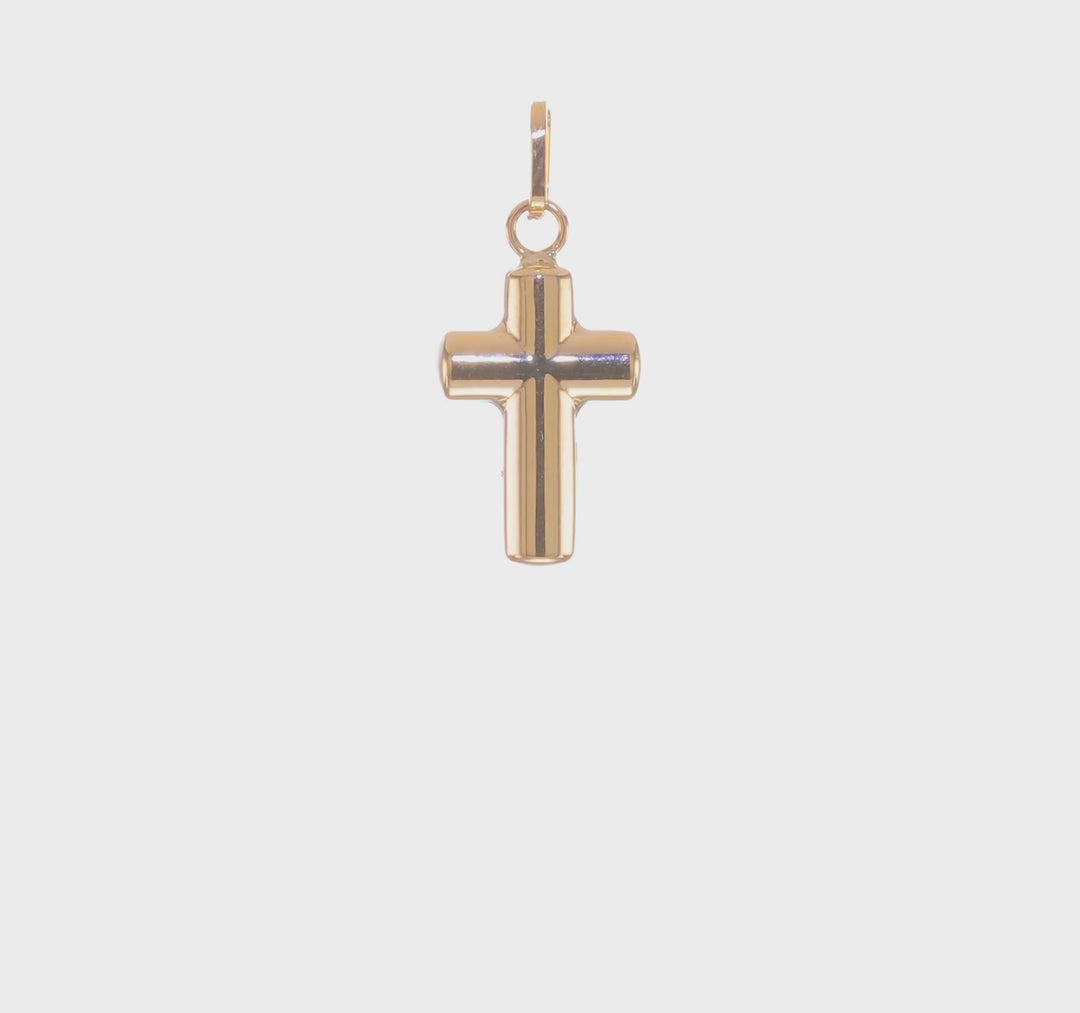 14k Yellow Gold Polished Puffed Cross Pendant