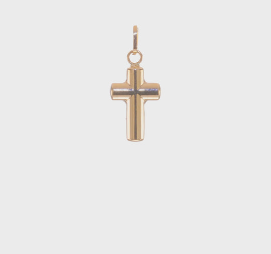 14k Yellow Gold Polished Puffed Cross Pendant
