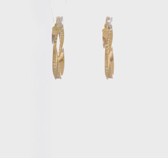14K Gold Polished Twisted Oval Hoop Earrings