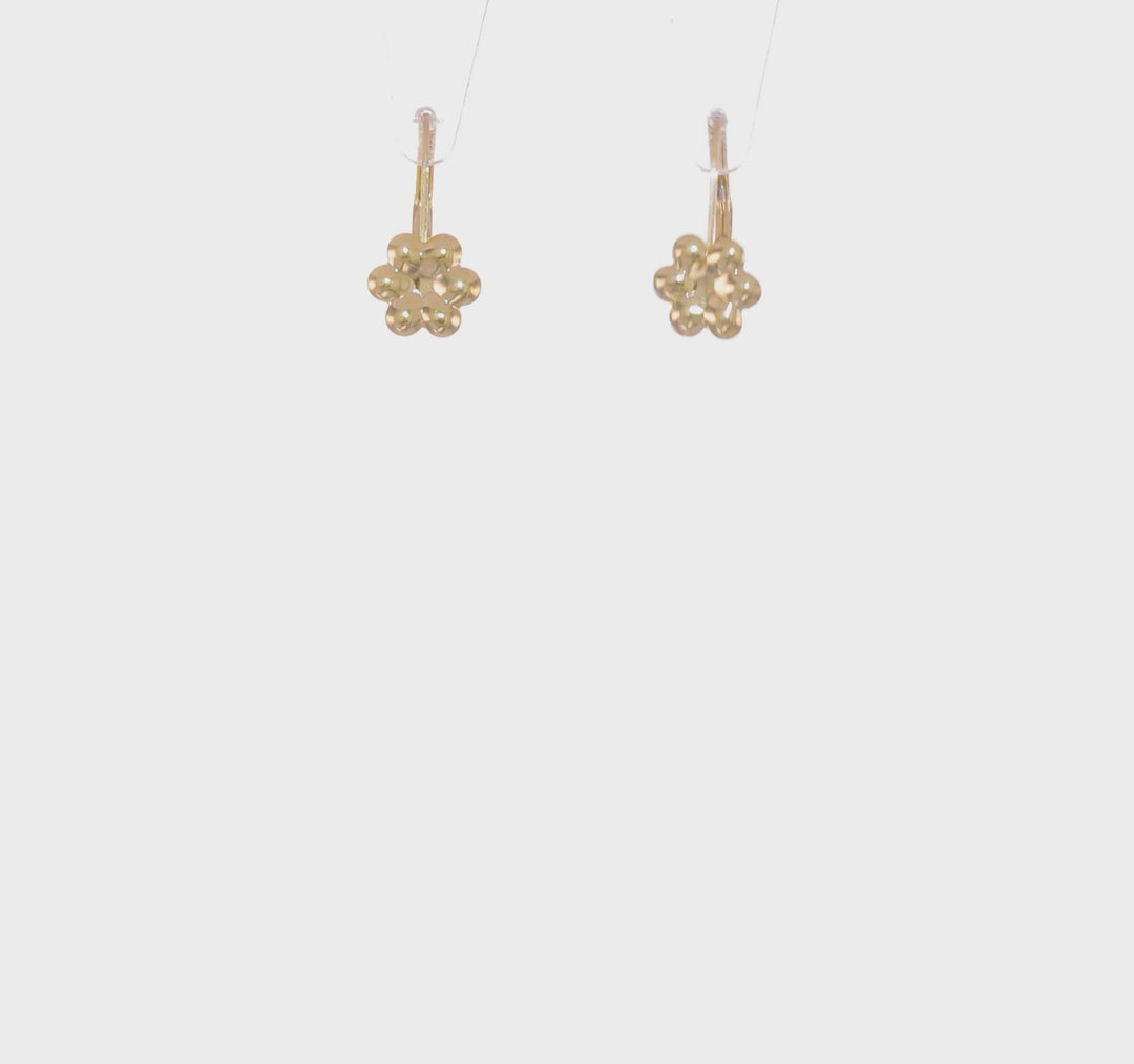 Madi K Polished Flower Lever Back Earrings in 14k Gold 