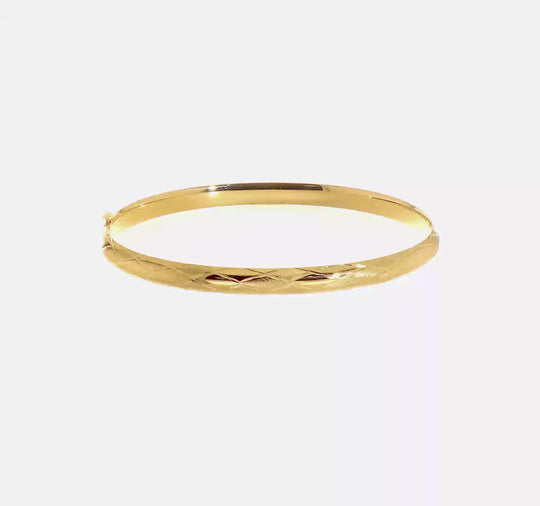 14k Yellow Gold Articulated Rigid Bracelet with Elegant Design and Diamond Cut