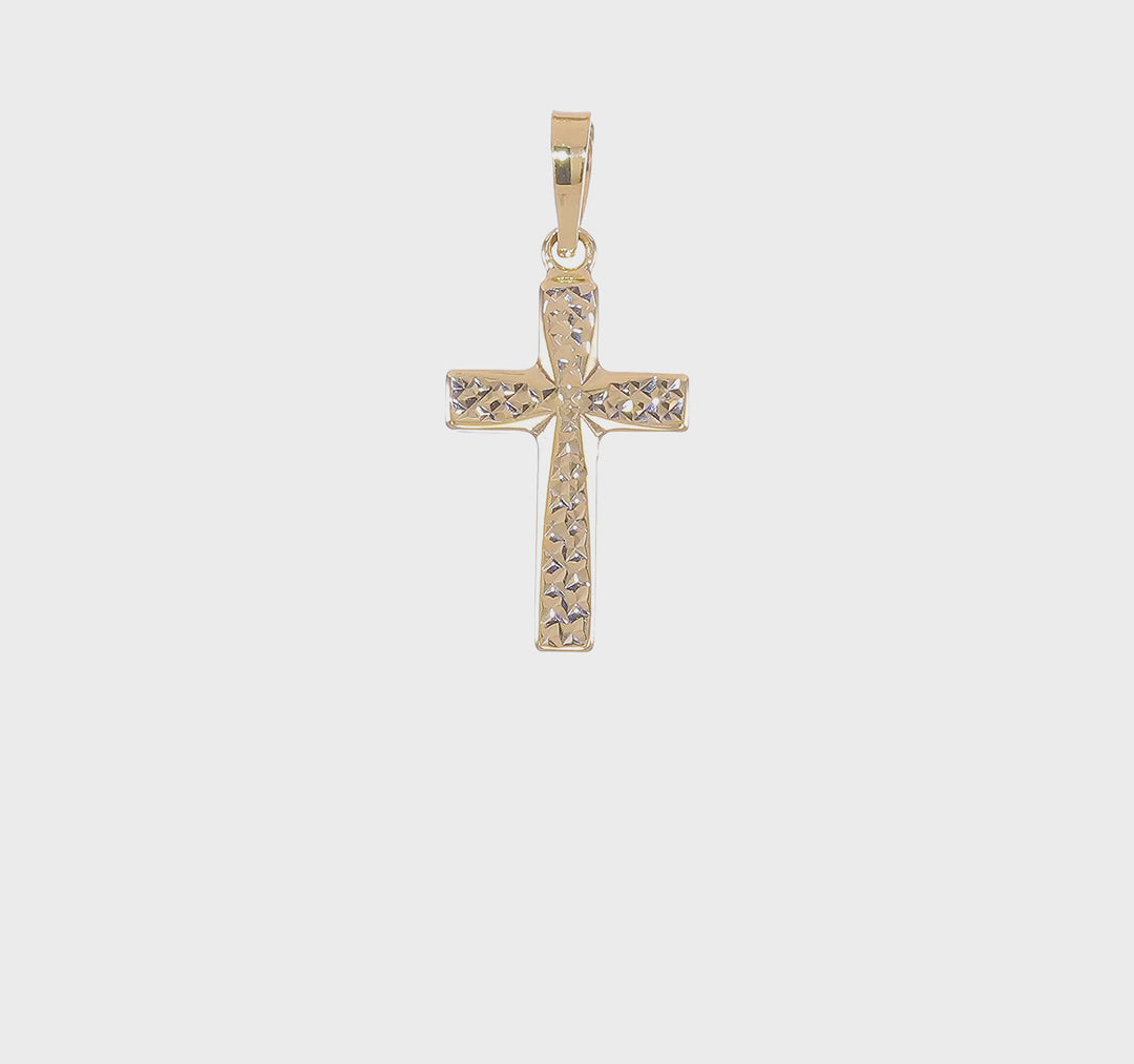 Polished Diamond-Cut Reversible Chunky Cross Pendant in 14k Yellow Gold