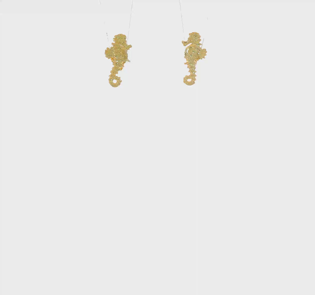 14K Mini Seahorse Left and Right Post Earrings