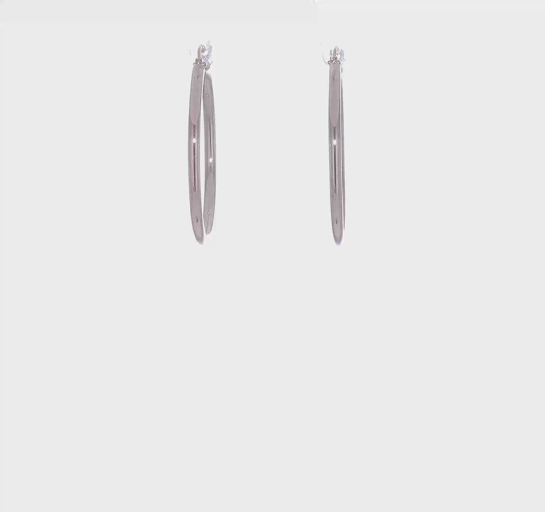 Aretes de Aro en Oro Blanco de 10k Pulido Tubo de 2 mm