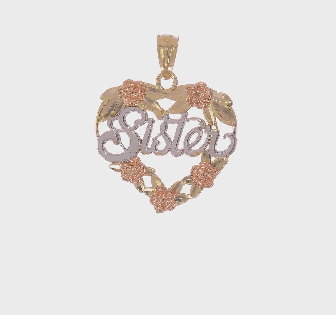 Colgante Corazón Sister en Oro de Dos Tonos con Rodio Blanco de 14k