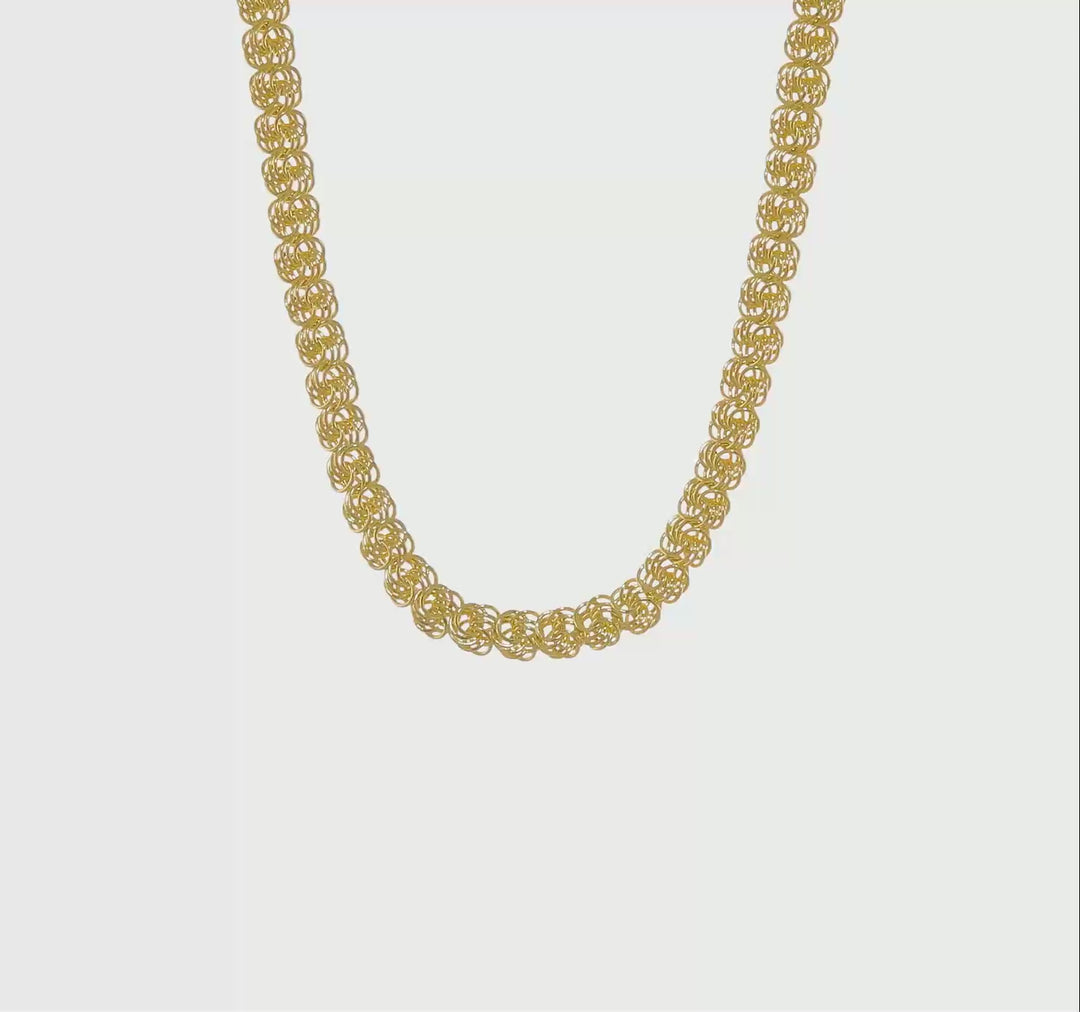14K Yellow Gold Necklace with Polished Fancy Links