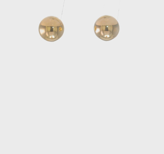 Pendientes de Post con Bola Pulida de 9 mm en Oro Amarillo de 14k