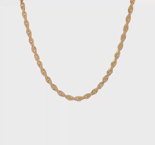 Cadena de Cuerda Cuádruple de 4 mm en Oro Amarillo de 10k con Corte Diamante – 20 Pulgadasgosta