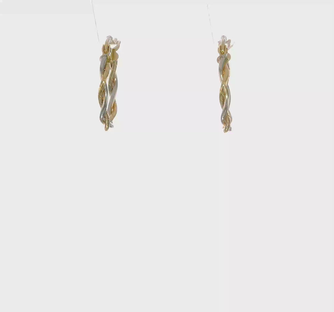Polished Twisted Hoop Earrings in 10K Two-Tone Gold