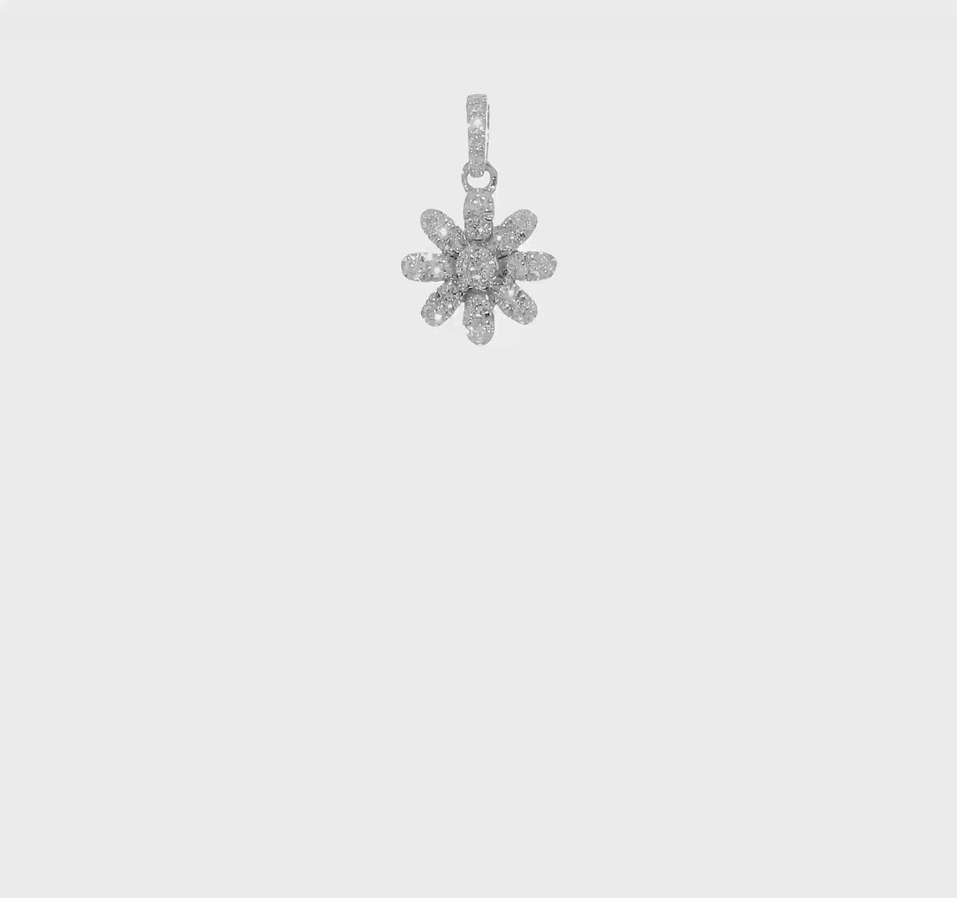 Diamond Flower Pendant in Polished 14k White Gold