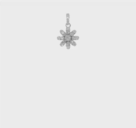 Diamond Flower Pendant in Polished 14k White Gold