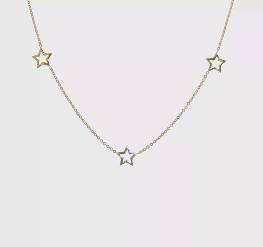 14K Yellow Gold Necklace with Star and 2-inch Extension