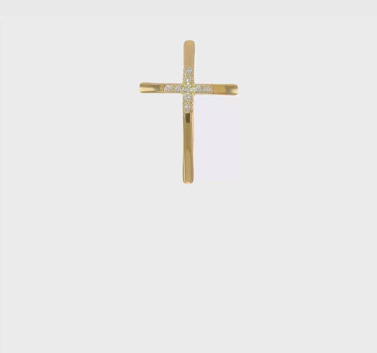 Colgante Deslizable de Cruz con Diamantes de 0.03 ct en Oro Amarillo de 14k
