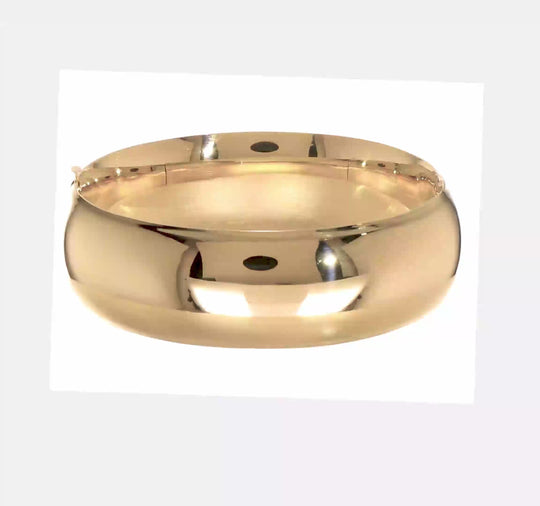 14K Yellow Gold Polished 20mm Hinged Bangle Bracelet