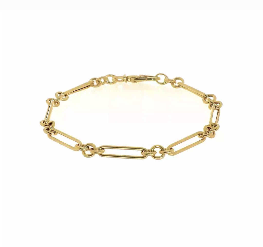 Pulsera de Enlaces de Diseño en Oro de 14k Pulido