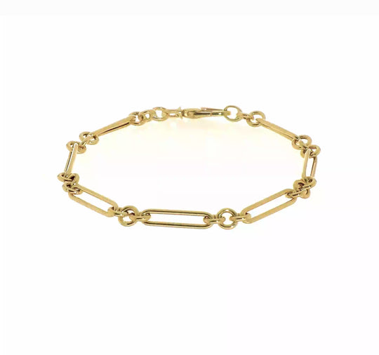 Pulsera de Enlaces de Diseño en Oro de 14k Pulido