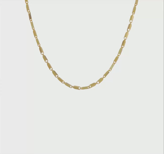 14K Textured and Polished Fancy Link Necklace (17 Inches)