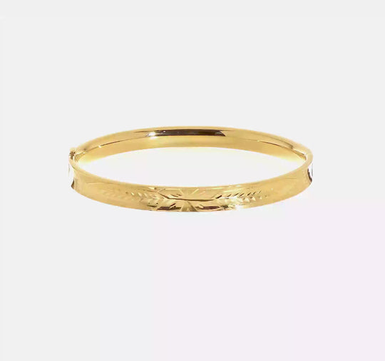 14k Diamond Cut Concave and Hinge Oversized Bangle Bracelet