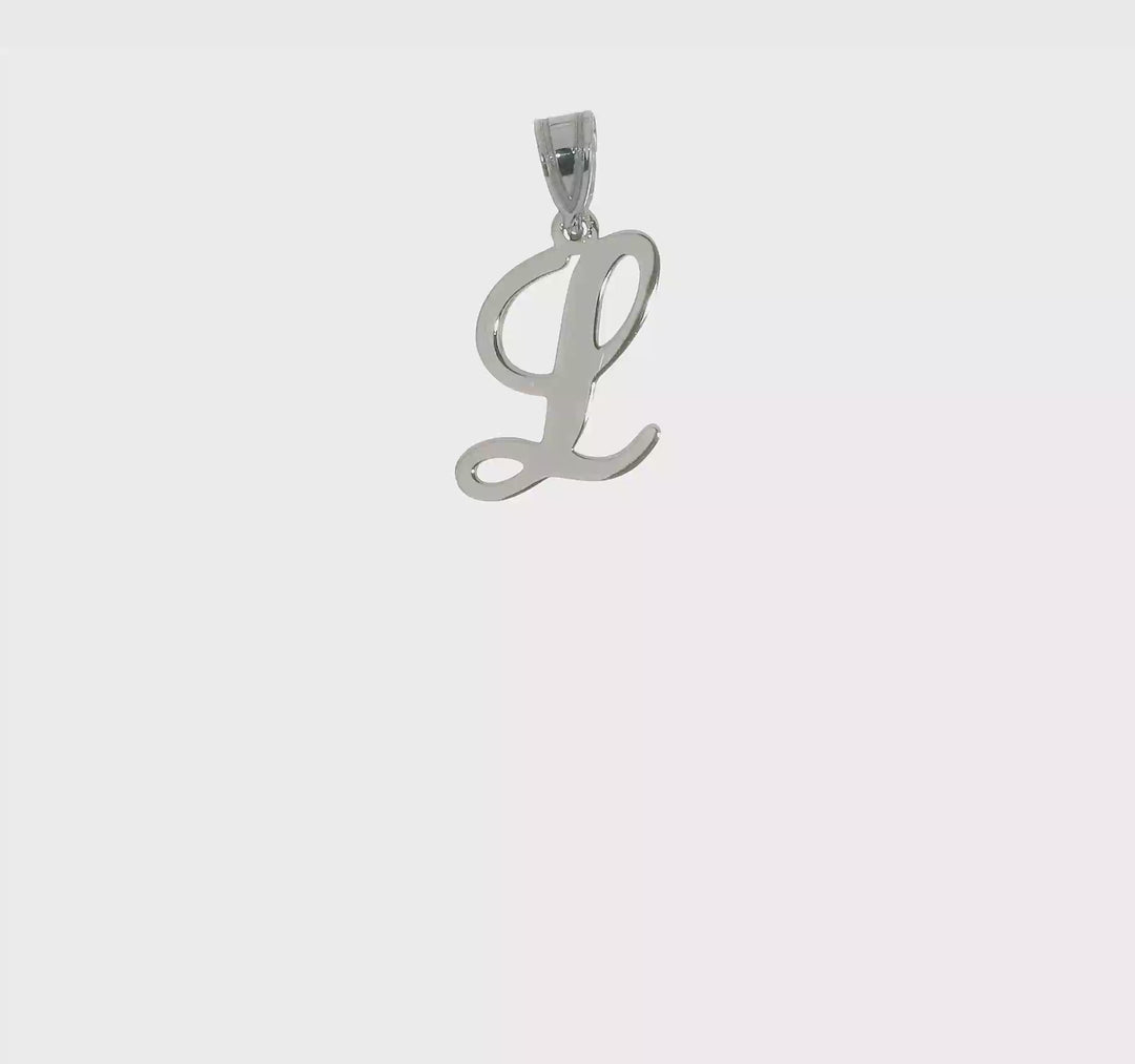 Dije Inicial Letra “L” Estilo Manuscrito en Oro Blanco de 14K