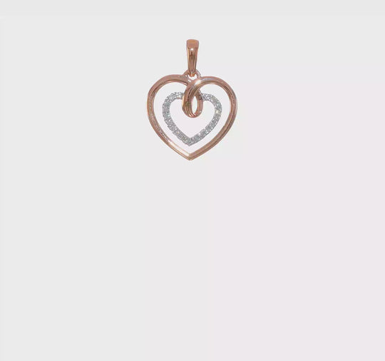 Heart Pendant with Diamonds in 14k White and Rose Gold
