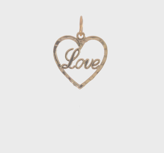Colgante de Corazón "Love" en Oro Amarillo de 10k