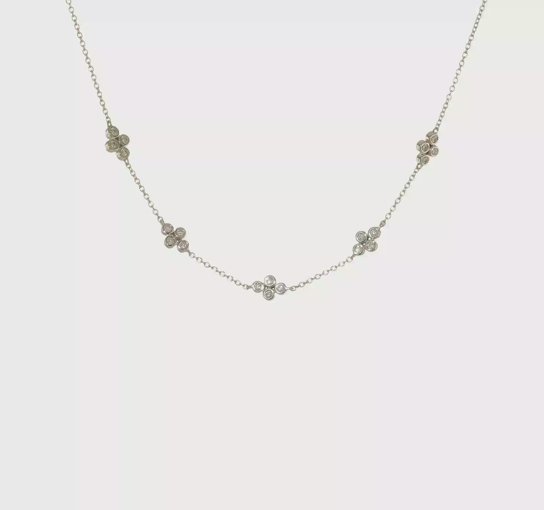 14k White Gold Five Seasons Diamond Necklace, 18 inches