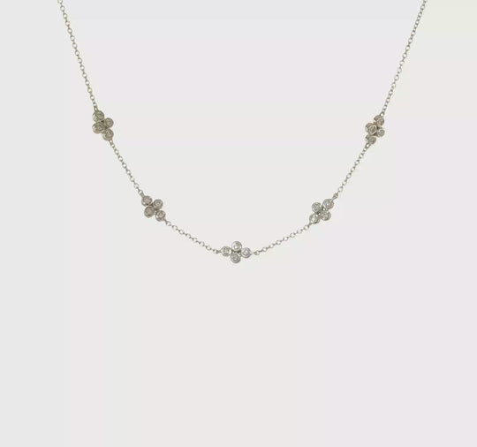 14k White Gold Five Seasons Diamond Necklace, 18 inches