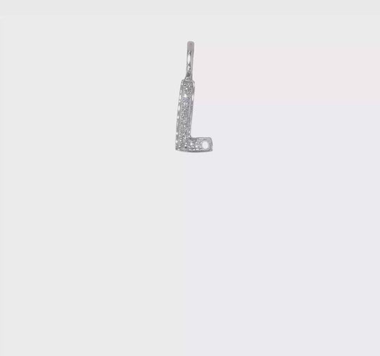 Initial Letter “L” Pendant with Diamonds in 14K White Gold