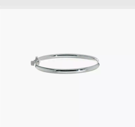 14k White Gold Polished Baby Bangle Bracelet with Hinge and Safety Clasp