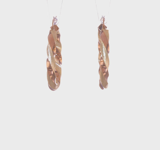 Aretes de Aro Torcido en Oro Amarillo de 14K y Rodio Marrón de 3.75 mm
