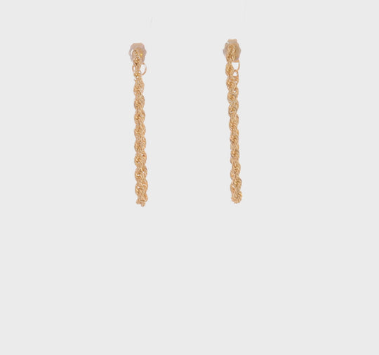 14K Yellow Gold Polished Rope Drop Earrings