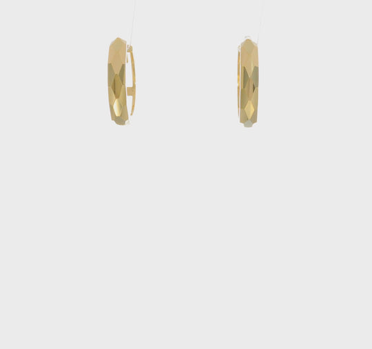14k Yellow Gold Polished Faceted Hinged Hoop Earrings 3x15mm
