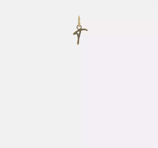 14k Yellow Gold Initial "T" Pendant (Lowercase Letter)