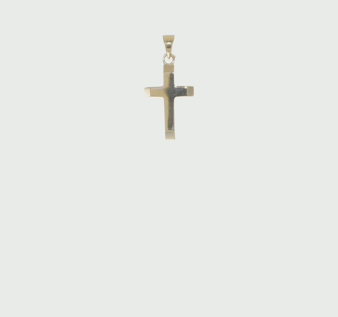 Hollow Cross Pendant with Polished Tapered Ends in 14k Gold