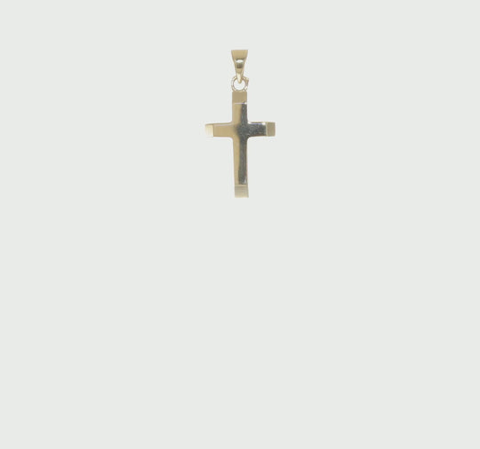 Hollow Cross Pendant with Polished Tapered Ends in 14k Gold