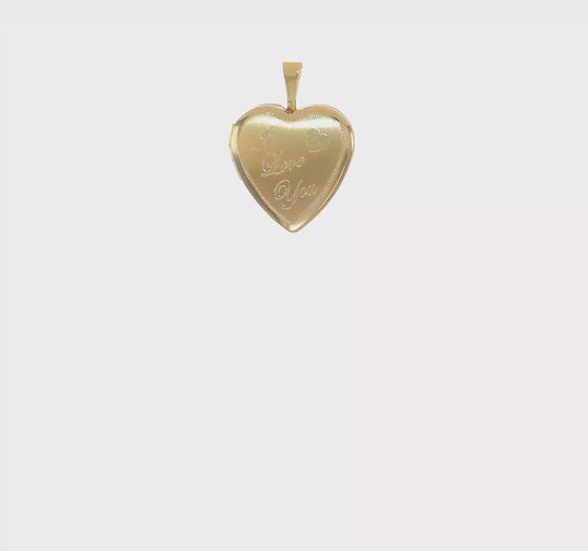 "I LOVE YOU" Heart Locket in 14k Polished and Satin-Finished Yellow Gold