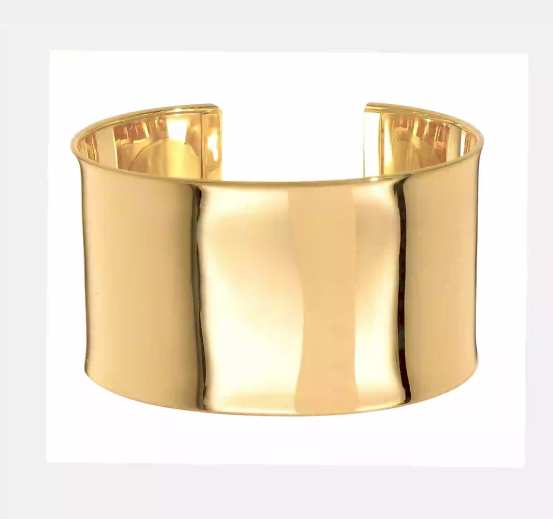 Polished 14K Yellow Gold Cuff Bracelet (37mm)