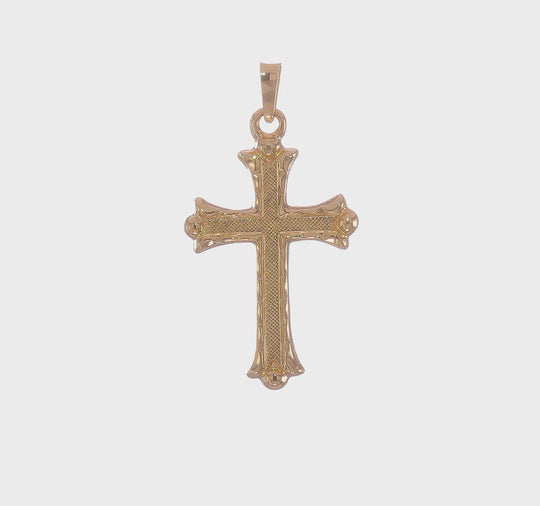 Hollow Fleur De Lis Cross Pendant in 14k Yellow Gold