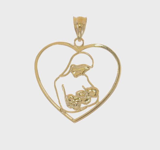Dije de 14K Madre e Hijo en Corazón